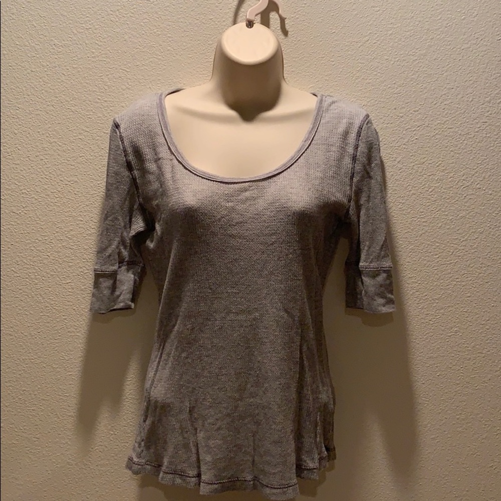 Lilu Gray Long John Style 3/4 Length Top